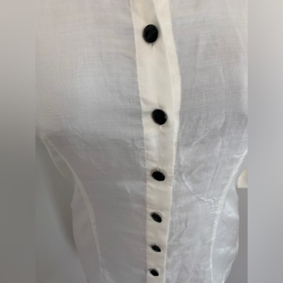 Kensie Pretty Button Down Blouse Top White Silky Classic Cream White Thin 3/4 - Picture 6 of 17